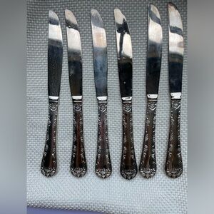 WM Rogers Silverplate set of 6 knives Enchanted Rose design